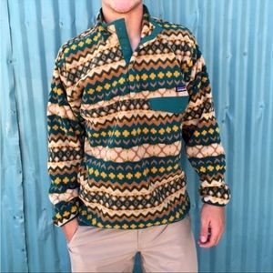 rare Patagonia men’s Aztec tribal synchilla NEW cliff arbor green